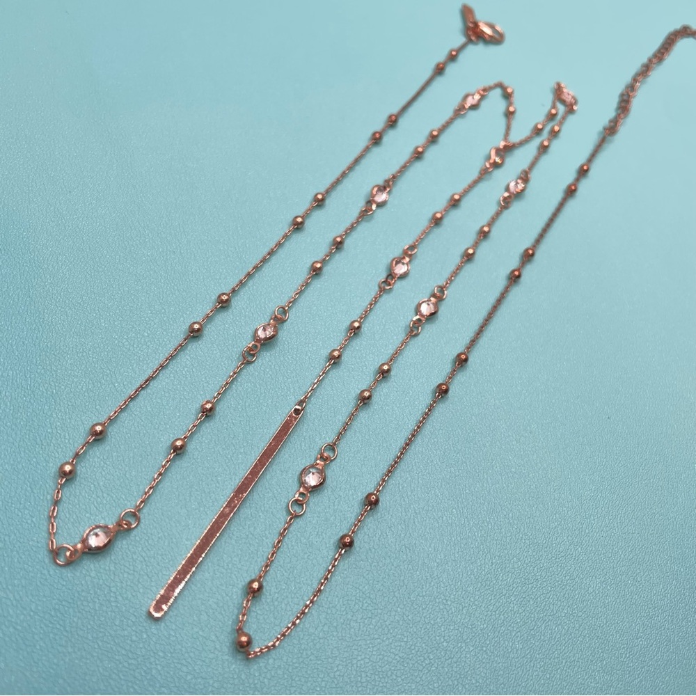 Lane Bryant Beautiful Simple Rose Gold Tone Chain Lariat Rhinestone Necklace